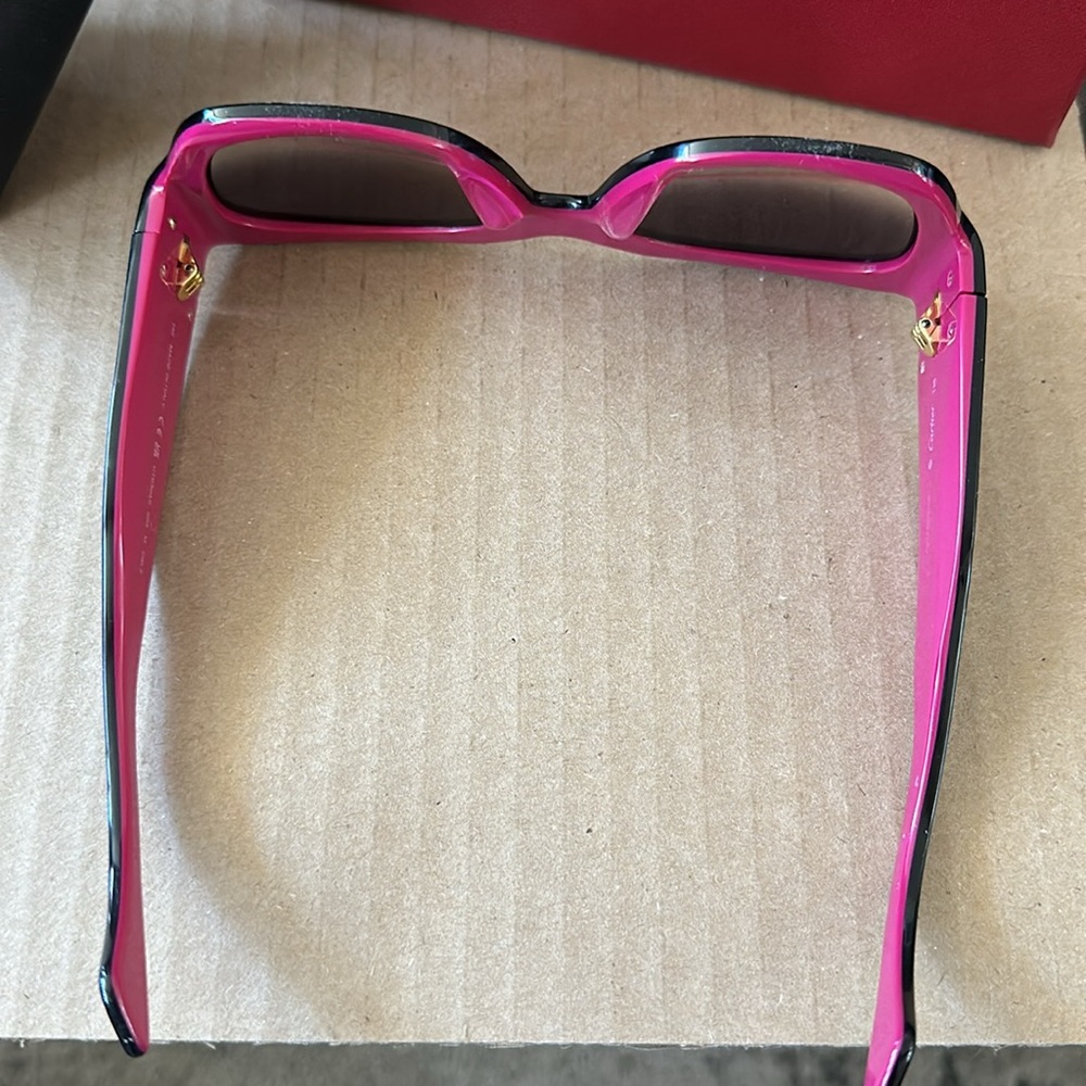 ⭐️SALE⭐️ Cartier CT0304S Pink & Black Sunglasses with Gold Accents Gray Lens EUC - Picture 6 of 13